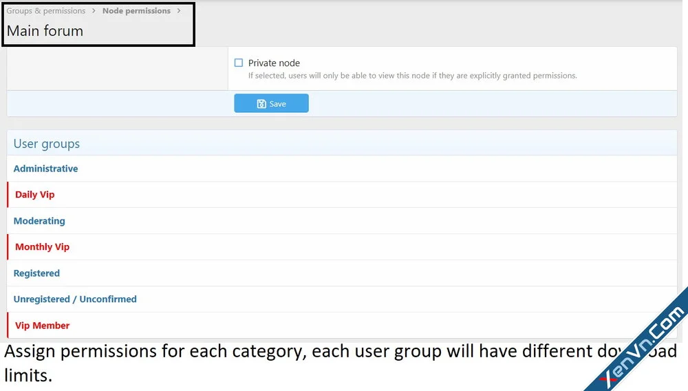 4-Assign permissions for each category, each user group will have different download limits.webp
