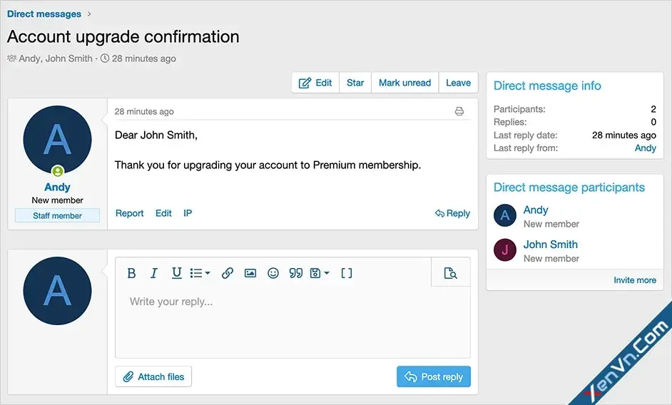 AndyB - User upgrade direct message - Xenforo 2.webp