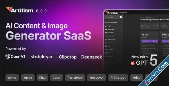 Artifism - AI Content, Image, Video, Chat, Chatbot, Voiceover & Code Generator.webp