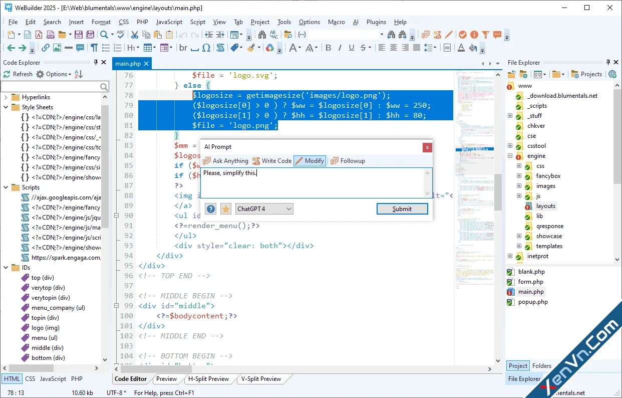 Blumentals WeBuilder - Smart code editor for web developers.webp