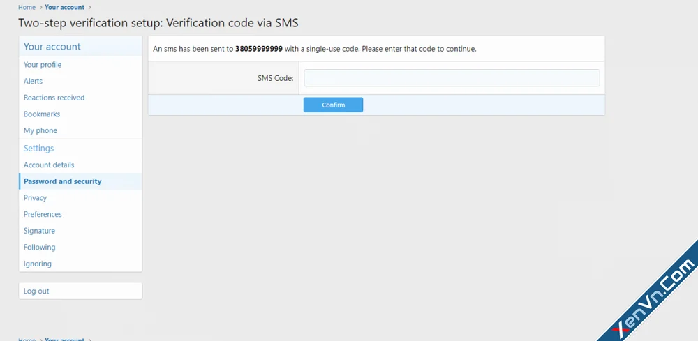 [INZ] SMS Two-step verification - Xenforo 2.webp