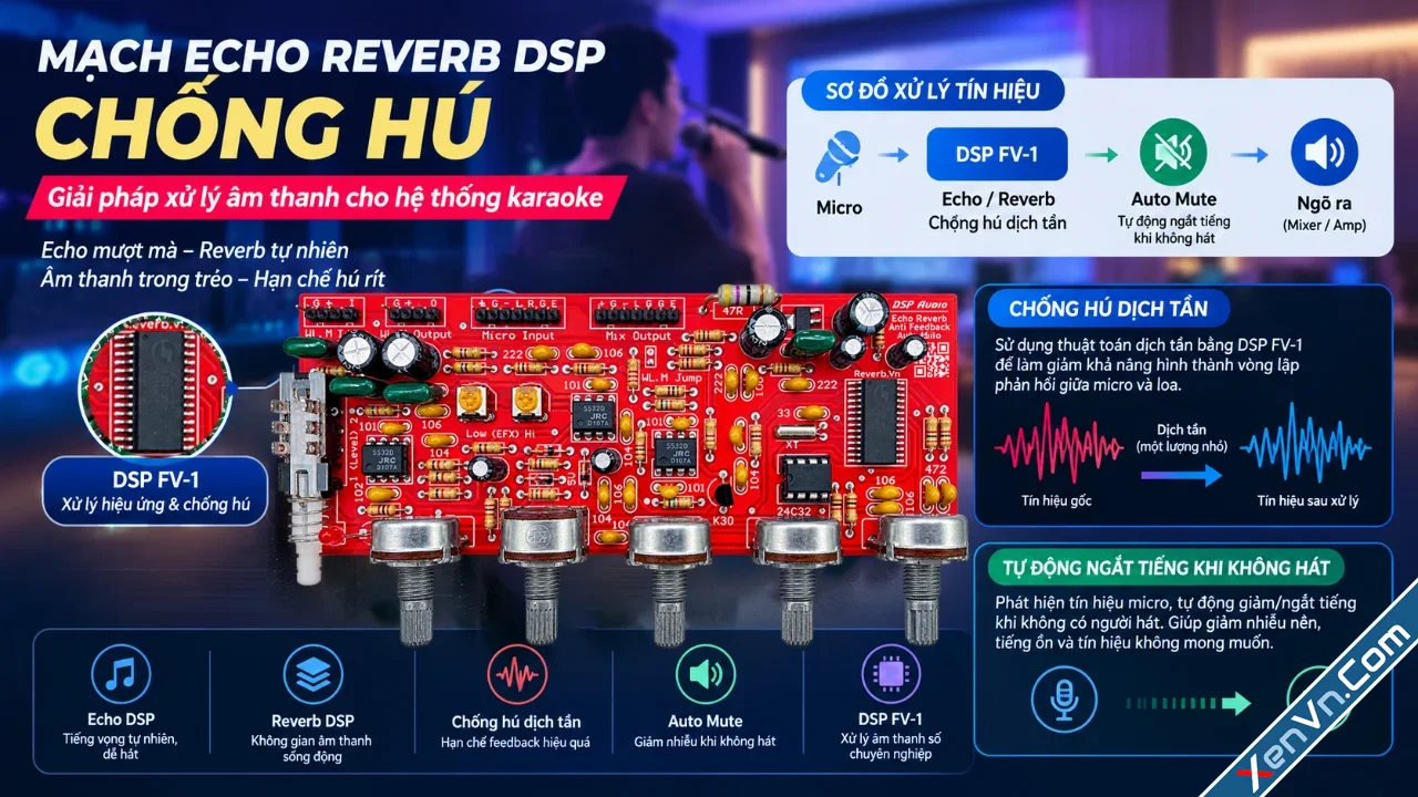 Mạch Echo Reverb DSP Chống Hú FV-1.webp