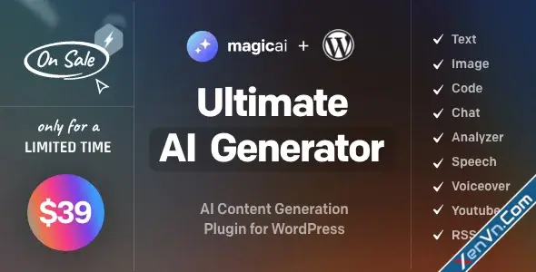 MagicAI for WordPress - AI Text, Image, Chat, Code, and Voice Generator.webp