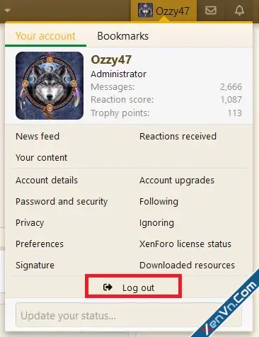 [OzzModz] Center Log Out on Visitor Menu - Xenforo 2.webp