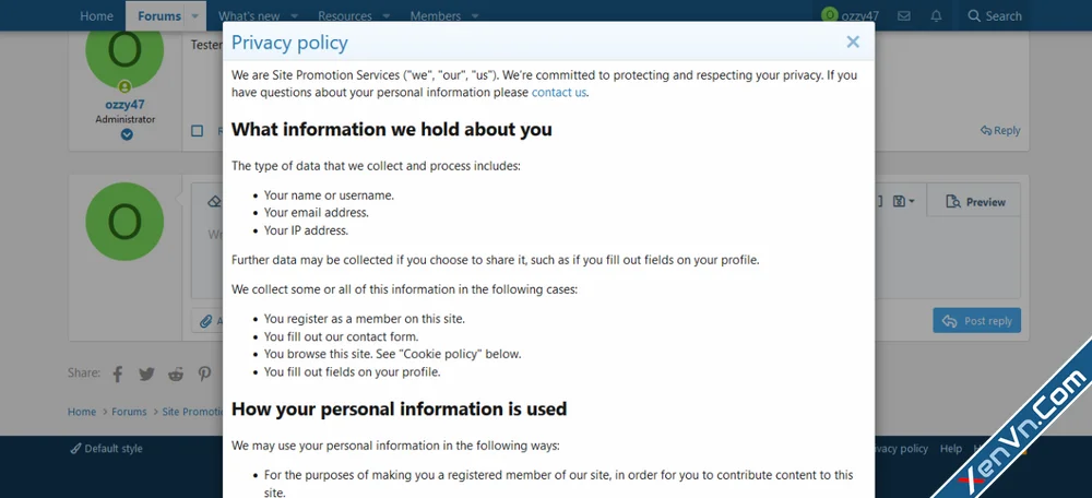 [OzzModz] Privacy Policy Popup - Xenforo 2-1.webp