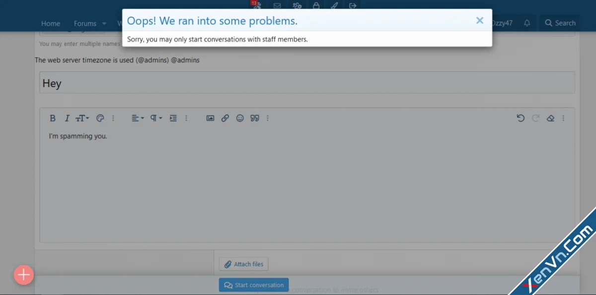 [OzzModz] Start Conversations With Staff Only - Xenforo 2.webp