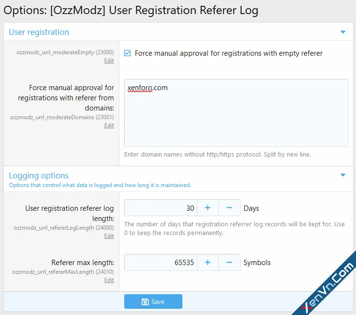 [OzzModz] User Registration Referrer Log - Xenforo 2 - 2.0.0 | XenVn.Com
