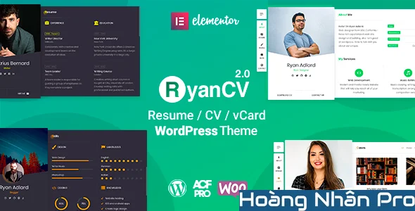 RyanCV - Resume CV - vCard WordPress Theme.webp