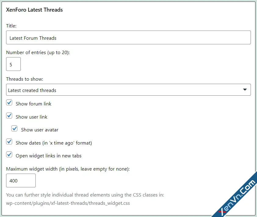 XFCoder - Latest XF Threads Widget for WordPress - XF2-1.webp