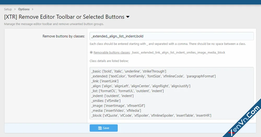 [XTR] Remove Editor Toolbar or Selected Buttons Xenforo 2 1.0.0