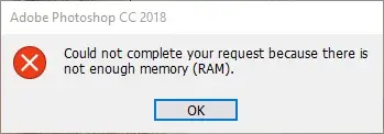 Sửa lỗi "Not enough memory RAM" khi dùng Photoshop CC