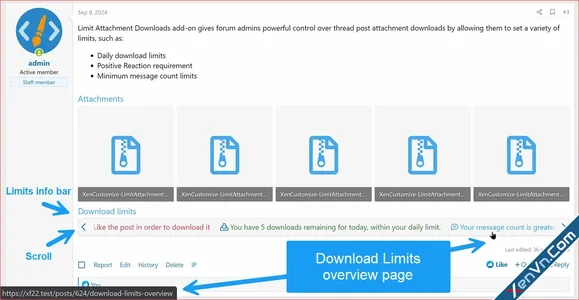 [XenCustomize] Limit Attachment Downloads - Xenforo 2