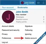 AndyB - Delete account - Xenforo 2