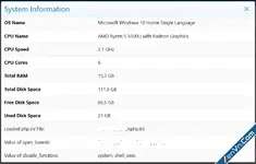 System Information Viewer Utility (OS, CPU, RAM, Disk Space) for Xenforo