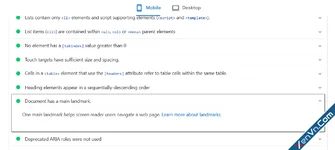 Ensures the document has at most one main landmark - Xenforo PageSpeed Insights