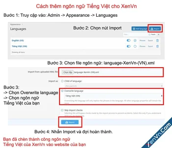 Cách thêm ngôn ngữ Tiếng Việt cho XenVn