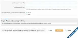 [OzzModz] XFRM: Require Connected Account to Download - Xenforo 2